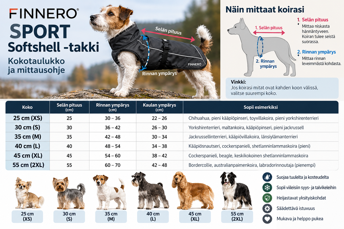 FINNERO SPORT Softshell- takki koiralle